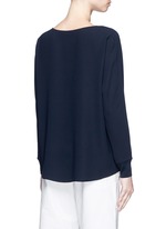 Back View -Click To Enlarge Rib cuff lasercut crepe blouse