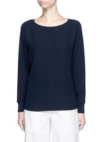 Main View -Click To Enlarge Rib cuff lasercut crepe blouse