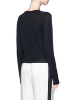 Back View -Click To Enlarge Lace insert wool blend cardigan