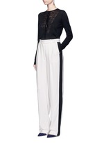 Figure View -Click To Enlarge Lace insert wool blend cardigan