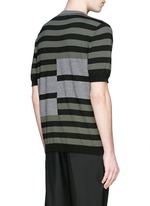 Back View -Click To Enlarge Stripe cotton-wool short sleeve sweater