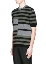 Front View -Click To Enlarge Stripe cotton-wool short sleeve sweater