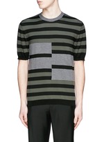 Main View -Click To Enlarge Stripe cotton-wool short sleeve sweater