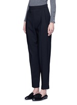 Front View -Click To Enlarge 'Sea' high waist pleat leg gabardine pants