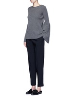 Figure View -Click To Enlarge 'Sea' high waist pleat leg gabardine pants