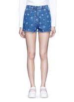 Detail View -Click To Enlarge Star print denim shorts