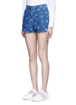 Front View -Click To Enlarge Star print denim shorts