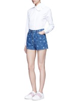 Figure View -Click To Enlarge Star print denim shorts