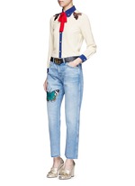 Figure View -Click To Enlarge Butterfly embroidery cotton jeans