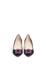 Front View -Click To Enlarge 'Hangisi' crystal brooch satin pumps