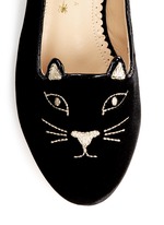 Detail View -Click To Enlarge 'Incy Kitty' velvet flats