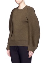 Front View -Click To Enlarge Cocoon sleeve wool blend knit sweater