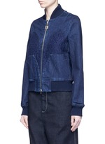 Front View -Click To Enlarge Lace insert denim bomber jacket