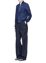 Figure View -Click To Enlarge Lace insert denim bomber jacket