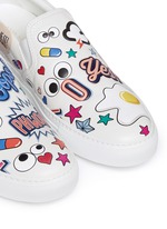 Detail View -Click To Enlarge 'All Over Sticker Skater' embossed leather slip-ons