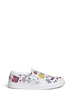 Main View -Click To Enlarge 'All Over Sticker Skater' embossed leather slip-ons