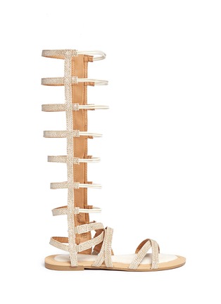 Main View - Click To Enlarge Main View - Click To Enlarge - Stuart Weitzman - 'Camia Sparta High' metallic kids gladiator sandals