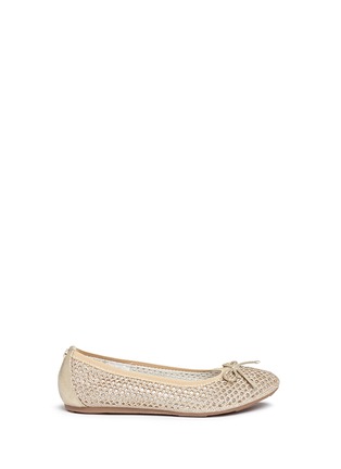 Main View - Click To Enlarge Main View - Click To Enlarge - Stuart Weitzman - 'Fannie Cutout' bow glitter kids ballerinas