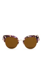Main View -Click To Enlarge 'Rococo' tortoiseshell acetate wire cat eye mirror sunglasses