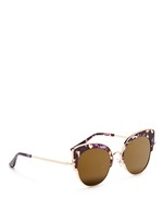 Figure View -Click To Enlarge 'Rococo' tortoiseshell acetate wire cat eye mirror sunglasses