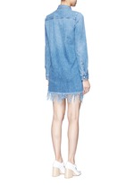 Back View -Click To Enlarge 'WD' fringe hem denim shirt dress