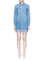 Main View -Click To Enlarge 'WD' fringe hem denim shirt dress