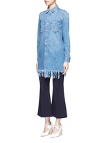 Figure View -Click To Enlarge 'WD' fringe hem denim shirt dress