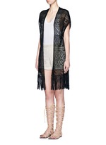 Front View -Click To Enlarge Open front tassel eyelet knit vest