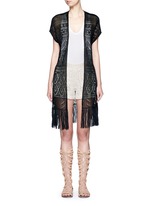 Main View -Click To Enlarge Open front tassel eyelet knit vest