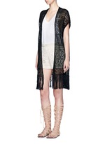 Figure View -Click To Enlarge Open front tassel eyelet knit vest