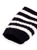 Detail View -Click To Enlarge Stripe wool knit fingerless gloves