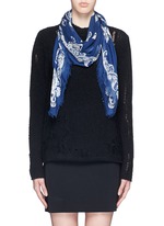 Figure View -Click To Enlarge Paisley skull modal-silk scarf