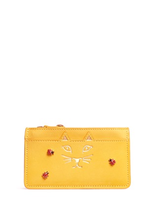 Main View - Click To Enlarge Main View - Click To Enlarge - Charlotte Olympia - 'Feline' ladybug embellished leather coin pouch