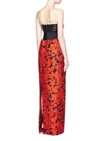 Back View -Click To Enlarge Floral embellished bodice fil coupé strapless gown