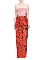 Main View -Click To Enlarge Floral embellished bodice fil coupé strapless gown