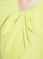 Detail View -Click To Enlarge Pleat squared neck silk twill top