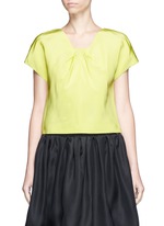 Main View -Click To Enlarge Pleat squared neck silk twill top