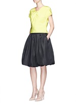 Figure View -Click To Enlarge Pleat squared neck silk twill top