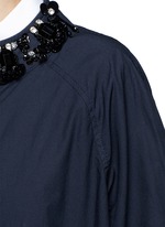Detail View -Click To Enlarge Embellished collar long cotton jacket
