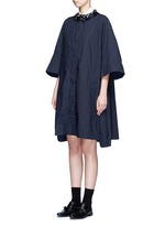 Front View -Click To Enlarge Embellished collar long cotton jacket