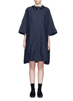 Main View -Click To Enlarge Embellished collar long cotton jacket