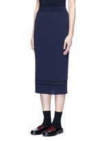 Front View -Click To Enlarge Stripe hem back split knit pencil skirt