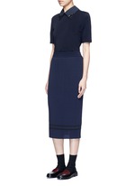 Figure View -Click To Enlarge Stripe hem back split knit pencil skirt