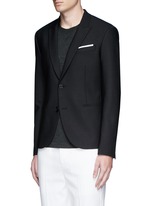 Front View -Click To Enlarge Peak lapel stretch gabardine skinny fit blazer