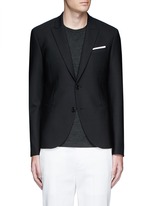 Main View -Click To Enlarge Peak lapel stretch gabardine skinny fit blazer