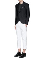 Figure View -Click To Enlarge Peak lapel stretch gabardine skinny fit blazer