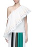 Main View - Click To Enlarge Main View - Click To Enlarge - Rosie Assoulin - 'Wedge' rainbow ruffle poplin one-shoulder top