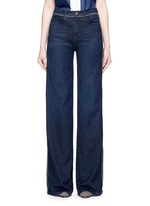 Detail View -Click To Enlarge 'Le Capri' piped cotton blend wide leg jeans