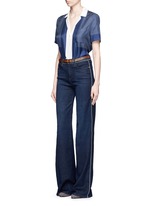 Figure View -Click To Enlarge 'Le Capri' piped cotton blend wide leg jeans