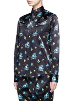 Front View -Click To Enlarge Fringed flower print shirt